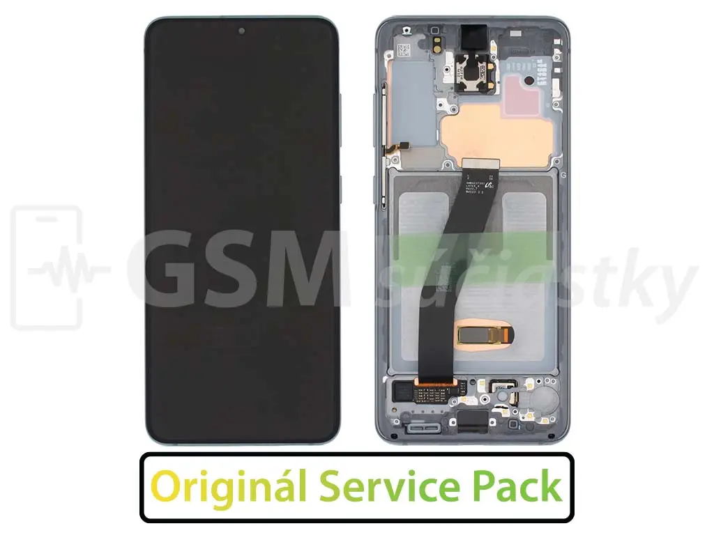 Samsung G980F, G981B Galaxy S20 LCD displej + Dotykové sklo a Rám Originál šedý