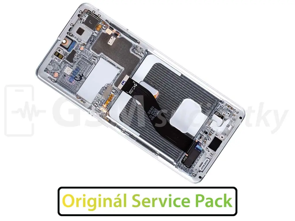 Samsung G998 Galaxy S21 Ultra LCD displej + dotykové sklo a rám Originál stříbrný