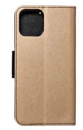 Otevírací knižní obal iPhone 12, 12 Pro zlatý