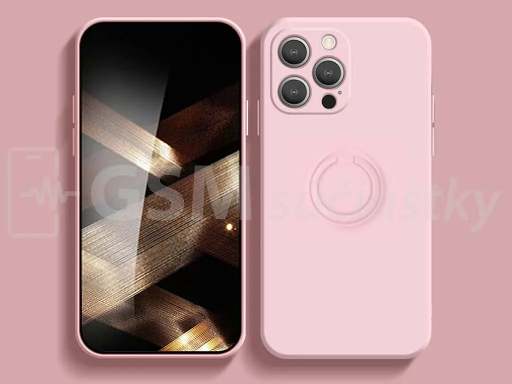 Pouzdro s kroužkem na prst iPhone 13 Pro růžové