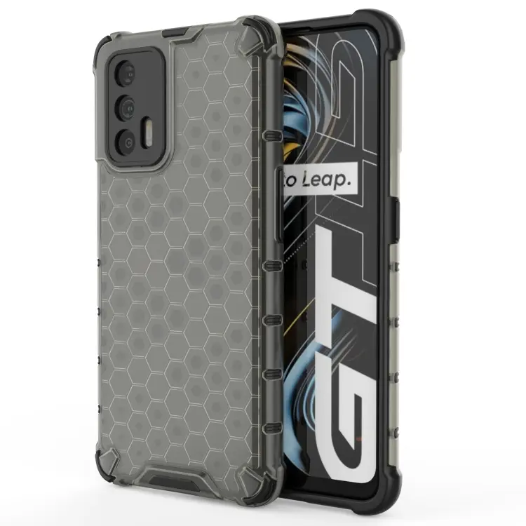 Honeycomb ochranný zadní kryt pro Realme GT Černý průhledný 1
