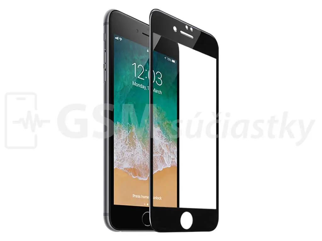 Ochranné sklo na celý displej iPhone 7 Plus, 8 Plus černé