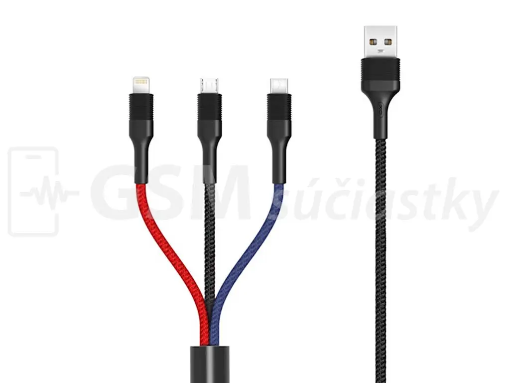Univerzální nabíjecí a datový kabel Micro USB, USB C, Lightning USB A 1