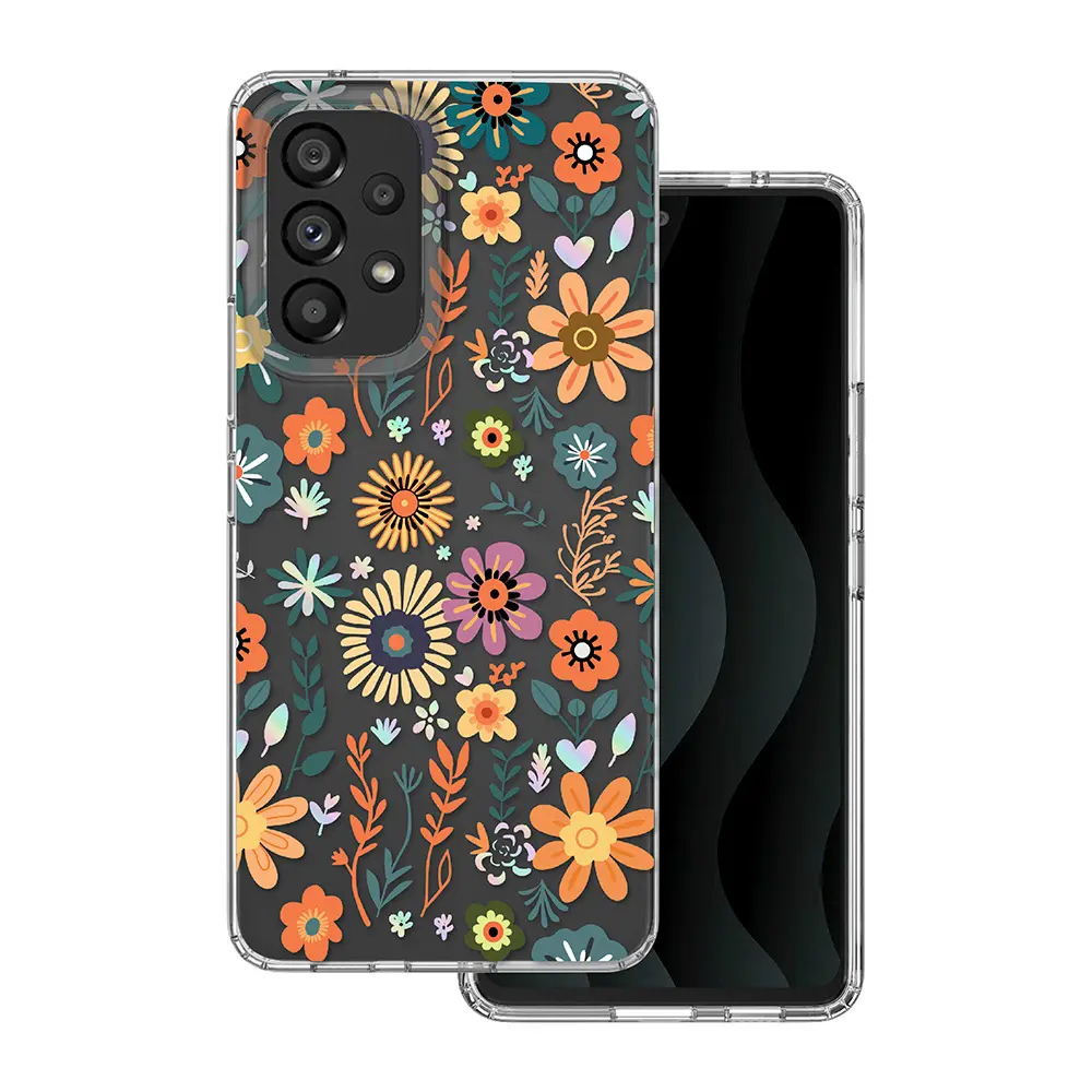 Silikonové pouzdro s potiskem Samsung Galaxy A53 5G oranžové květy