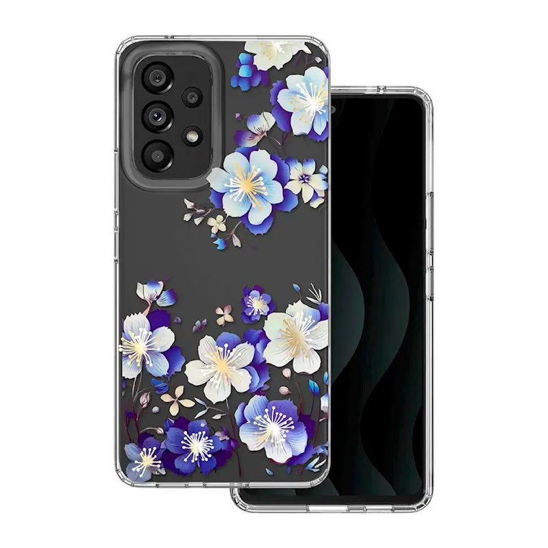 Silikonové pouzdro s potiskem Samsung Galaxy A53 5G modré květy