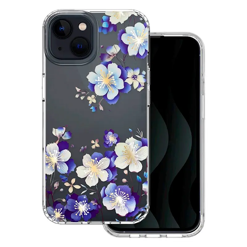 Silikonové pouzdro s obrázkem Apple iPhone 16 Pro modré květiny 1