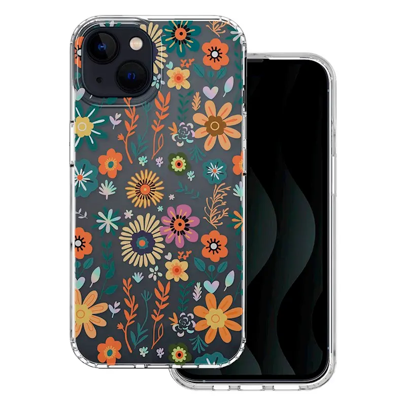 Silikonové pouzdro s obrázkem Apple iPhone 16 Pro oranžové květiny 1