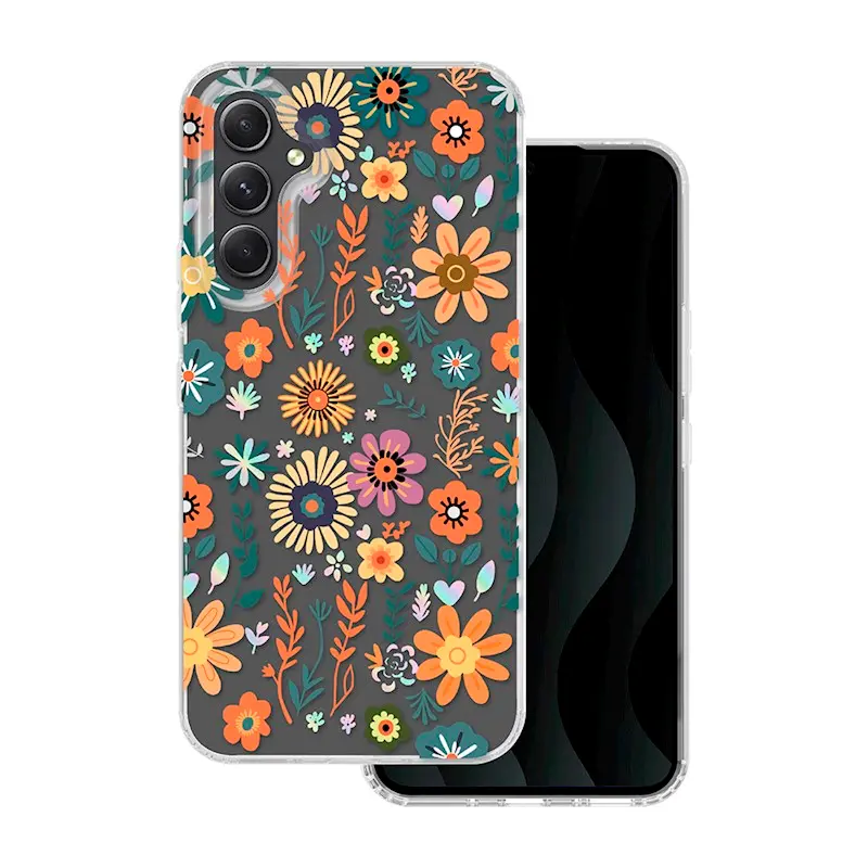 Pouzdro s obrázkem Samsung Galaxy A54 5G, oranžové květiny