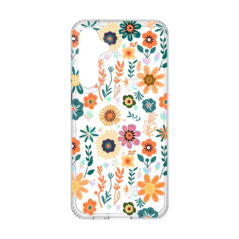 Silikonové pouzdro s obrázkem Samsung Galaxy A55 5G Oranžové květy1