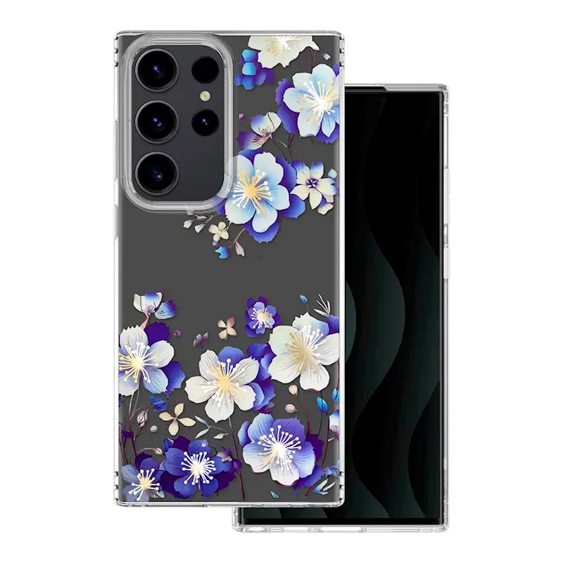 Silikonové pouzdro s obrázkem Samsung Galaxy S23 Ultra modré květiny