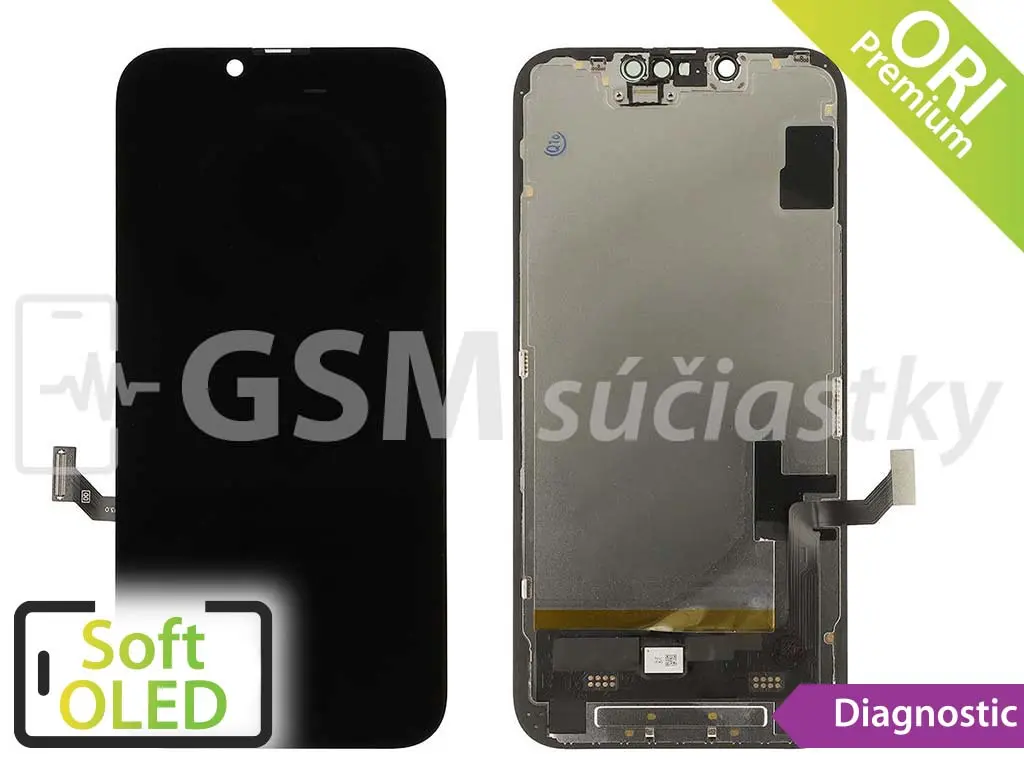 iPhone 14 LCD displej + dotykové sklo zobrazující se jako Originál