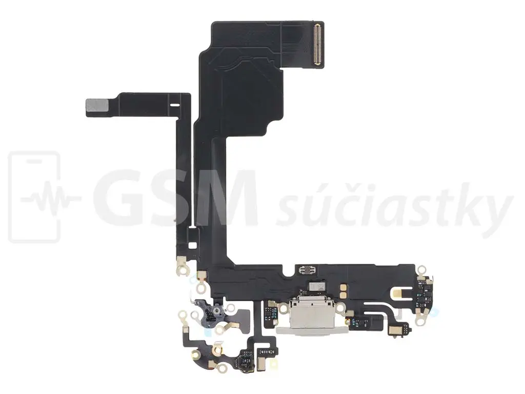 Flex kabel nabíjení iPhone 15 Pro nabíjecí konektor, mikrofon bílý