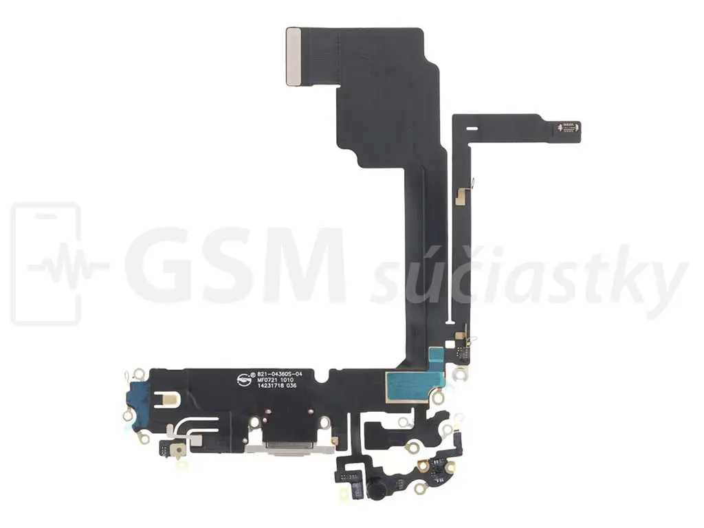 Flex kabel nabíjení iPhone 15 Pro Max nabíjecí konektor, mikrofon bílý