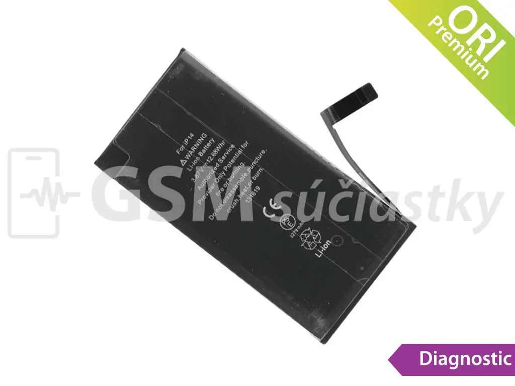 Baterie iPhone 14 zobrazující se jako Originál