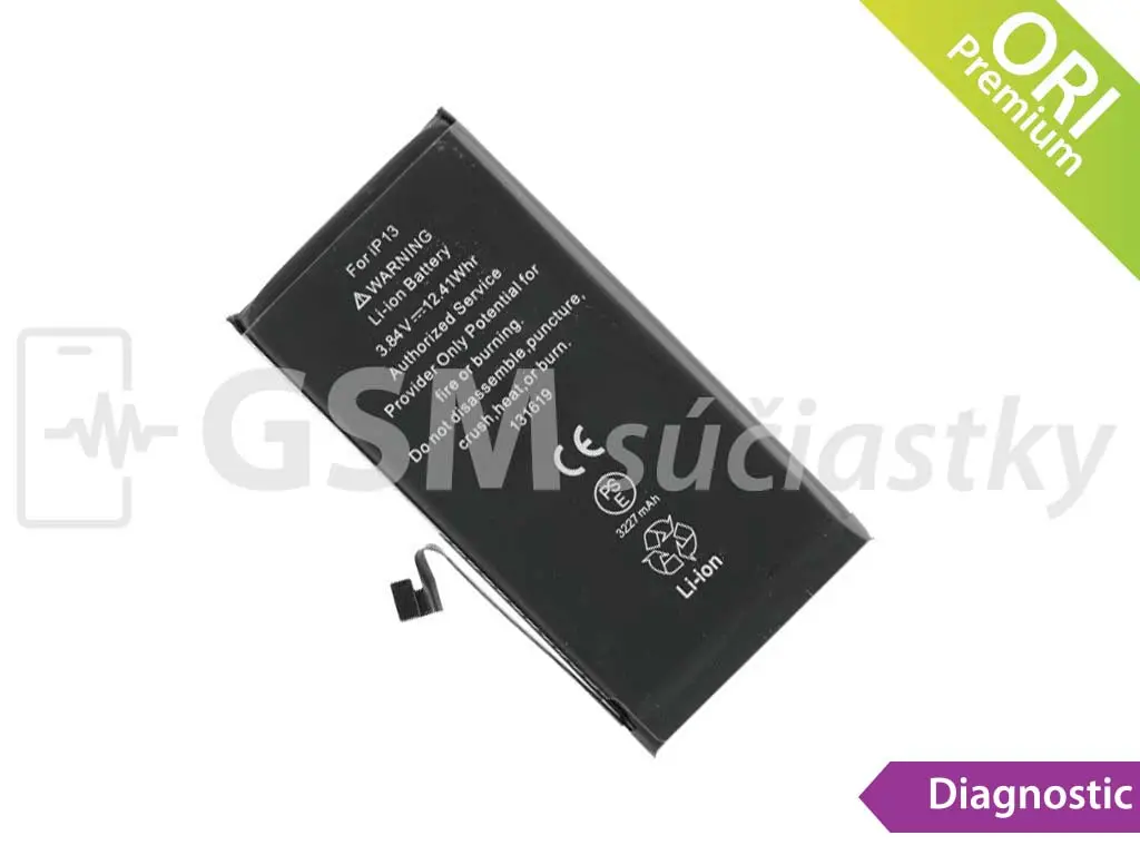Baterie iPhone 13 zobrazující se jako Originál