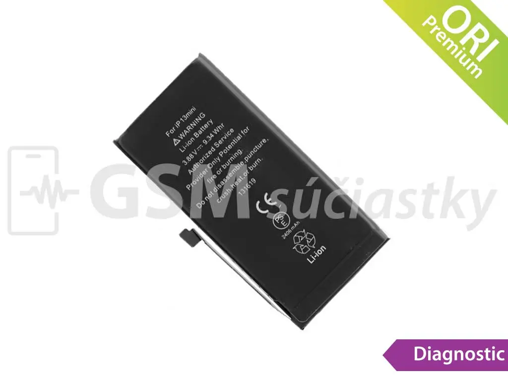 Baterie iPhone 13 mini zobrazující se jako originál