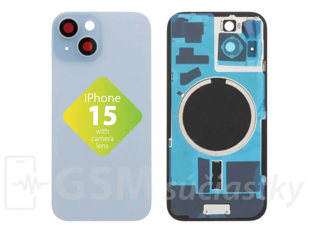 Apple iPhone 15 zadní sklo housingu modré