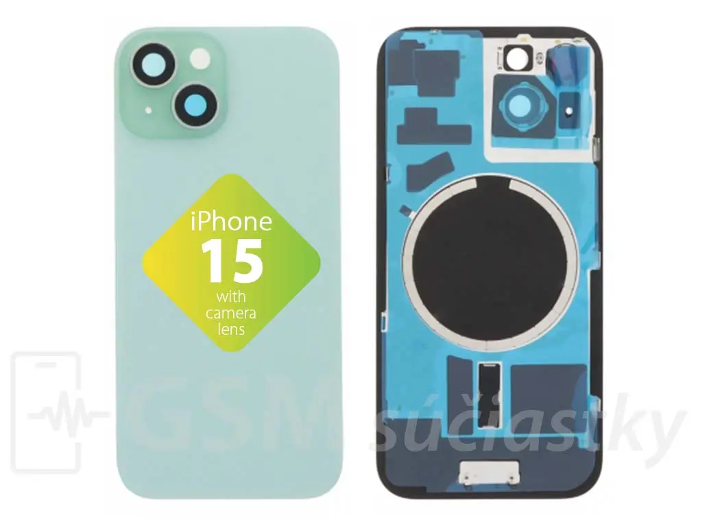 Apple iPhone 15 Zadní sklo housingu Zelené