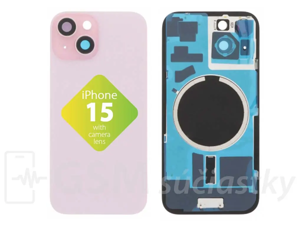 Apple iPhone 15 Zadní sklo housingu Růžové