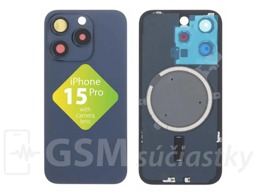Apple iPhone 15 Pro Zadní sklo housingu Blue Titanium