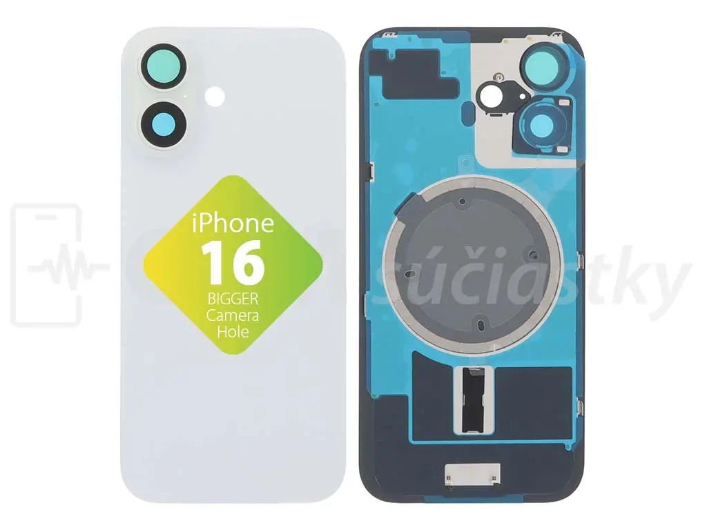iPhone 16 Zadní sklo krytu bílé