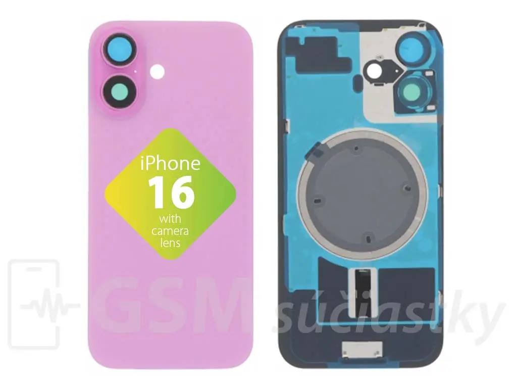 Apple iPhone 16 Zadní sklo housingu Růžové
