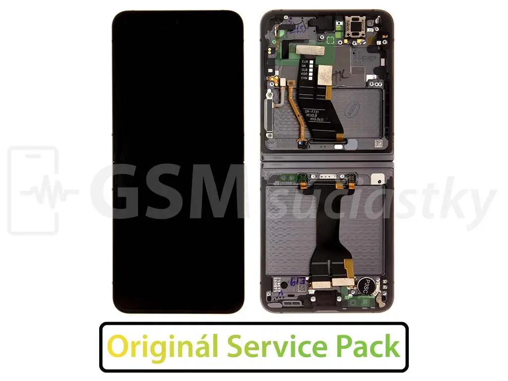 Samsung F731 Galaxy Z Flip 5 LCD displej + dotykové sklo a rám Originál černý