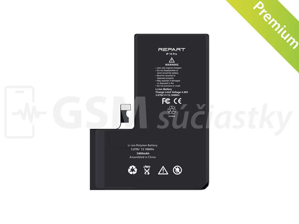Baterie s vyšší kapacitou pro iPhone 15 Pro 3400 mAh