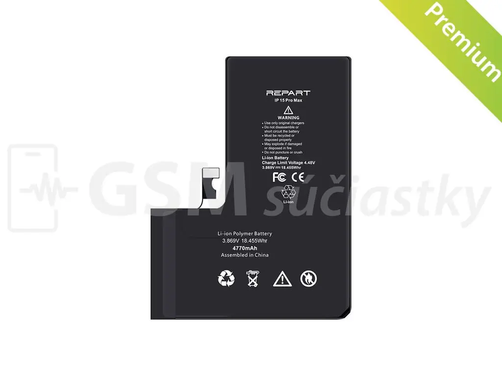 Baterie s vyšší kapacitou pro iPhone 15 Pro Max 4770 mAh