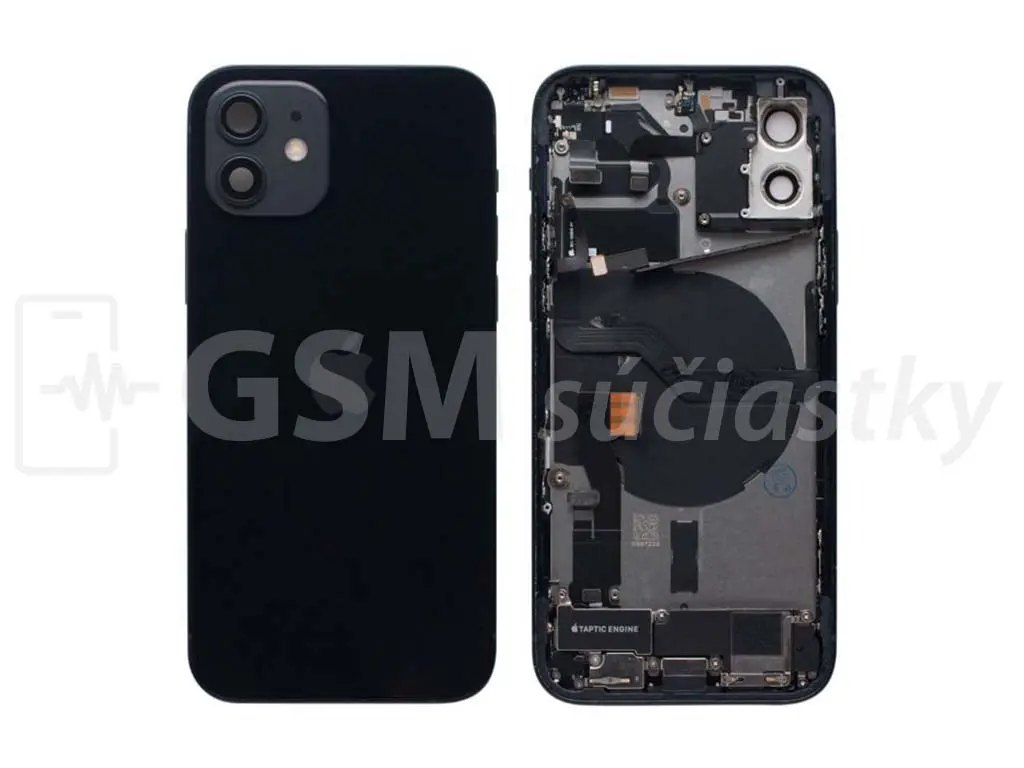 iPhone 12 Zadní housing s malými díly Černý 1