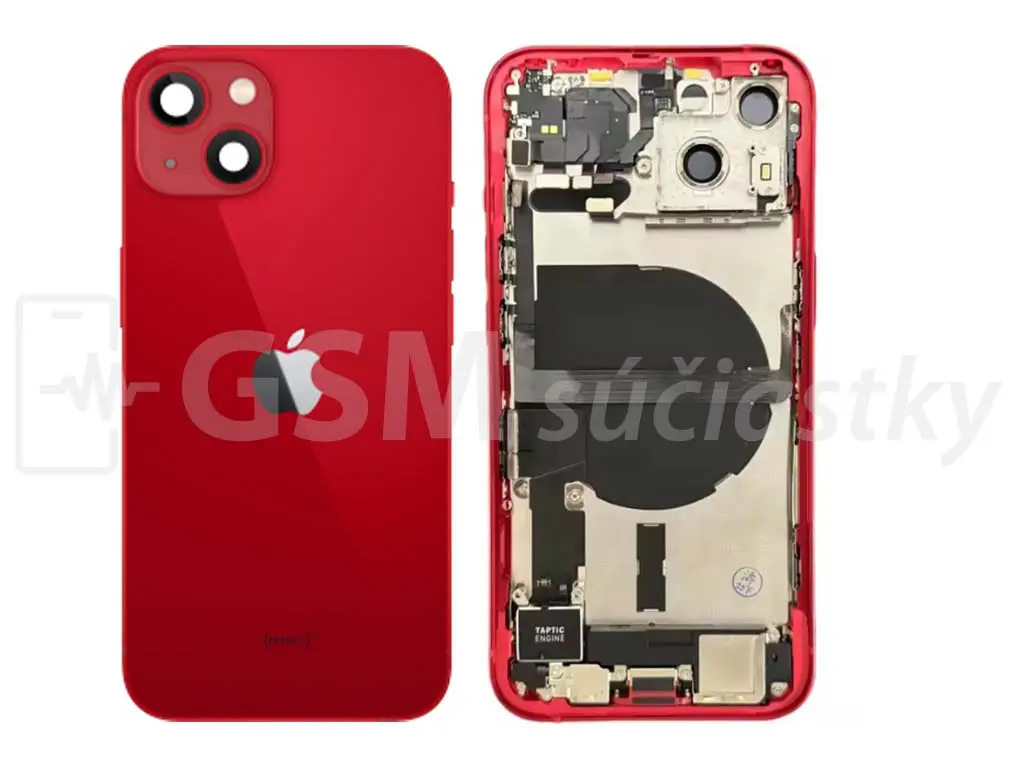 iPhone 13 Zadní housing s malými díly červený1