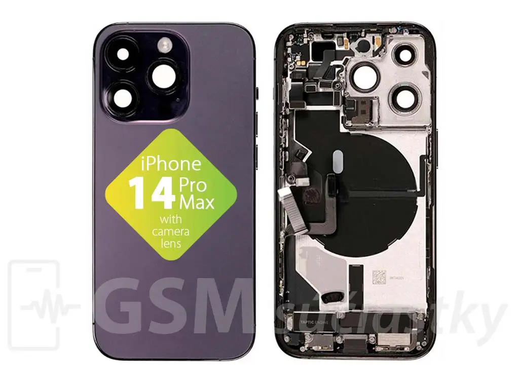 iPhone 14 Pro Max zadní housing s drobnými díly fialový