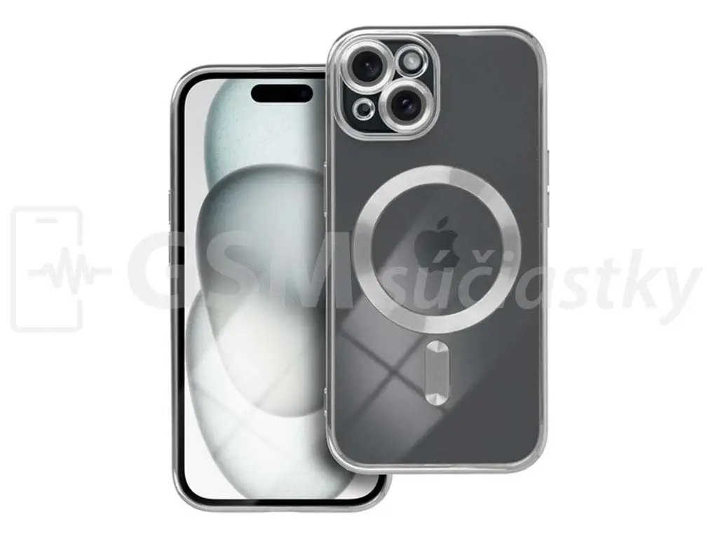 Pouzdro MagSafe pro Apple iPhone 15 stříbrné