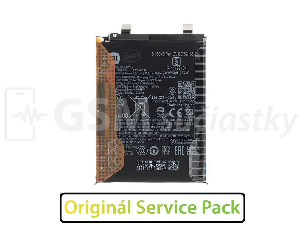 Originální baterie Xiaomi BM5V pro Xiaomi Redmi Note 13 Pro 5G, Xiaomi Poco X6 5G