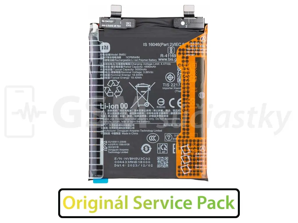 Originální baterie BM5U pro Xiaomi Redmi Note 13 Pro Plus 5G