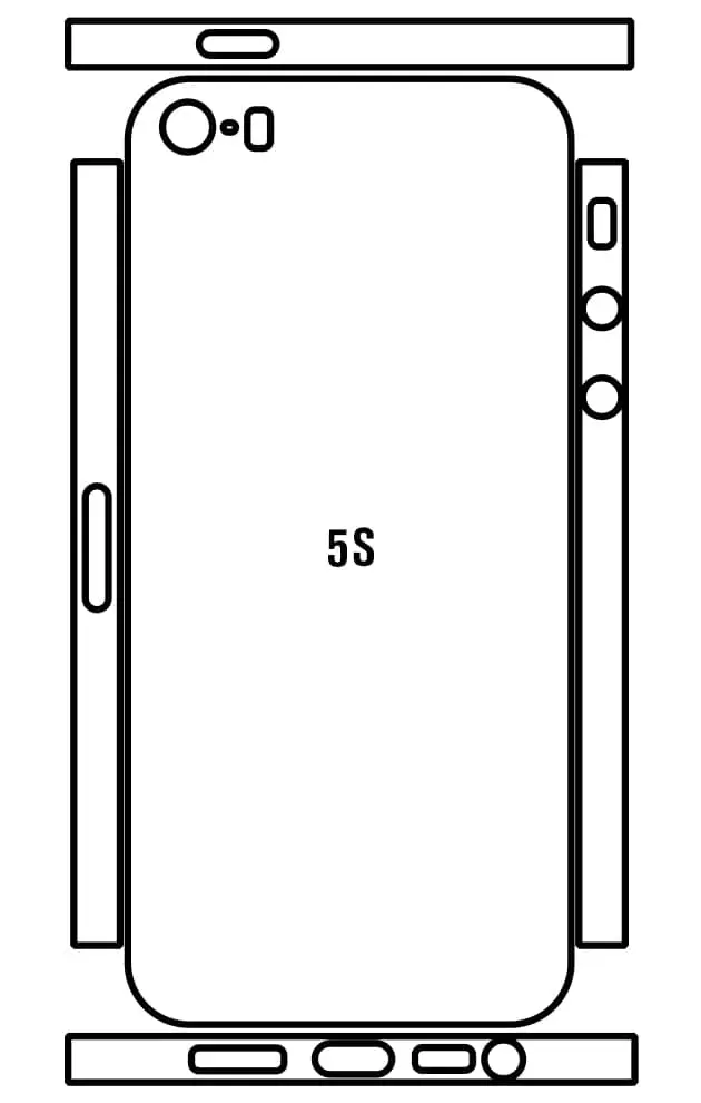 iPhone 5S Zadní Hydrogel ochranná fólie (Střih Zadní část a rám 1, Typ fólie Matná)