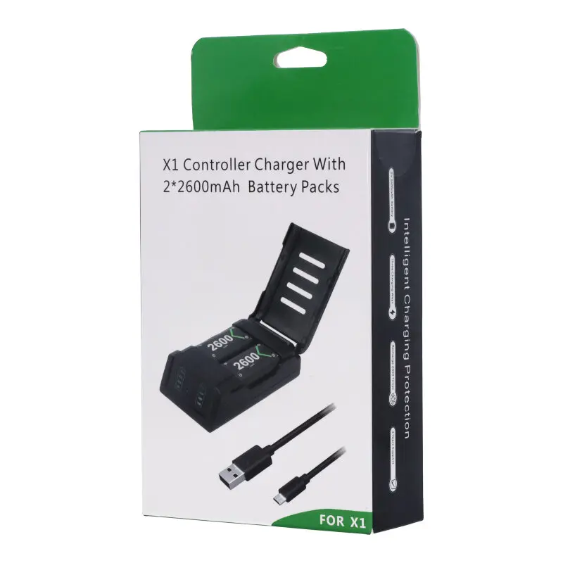 Nabíjecí dok s 2 ks nabíjecích baterií 2600mAh pro ovladač Xbox Series X/Xbox One/Xbox One S/Xbox One X/Xbox One Elite